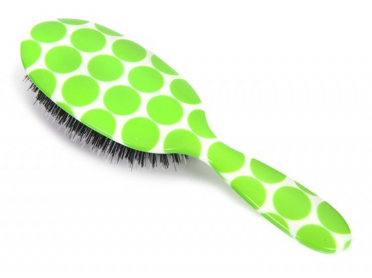 Green Polka Dot Hairbrush