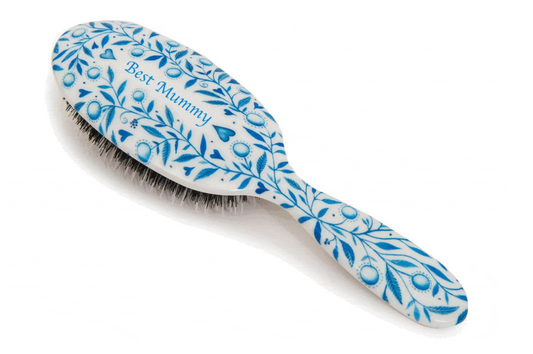 Rock and Ruddle Beautiful Blue Personalised Hairbrush with natural bristles for a great hair brushing experience. Great for Mother's Day gifts.