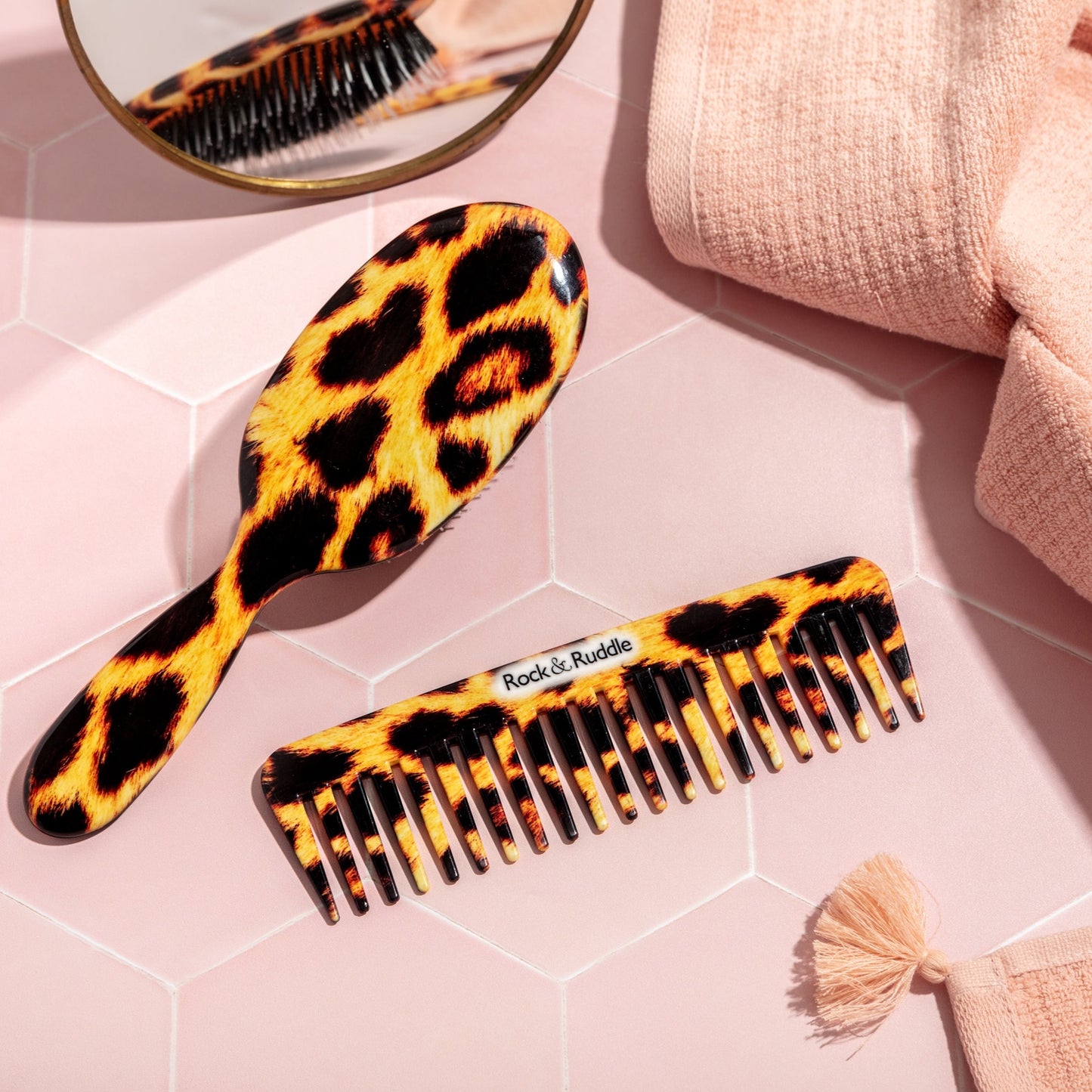 Leopard Print Wide Tooth Comb