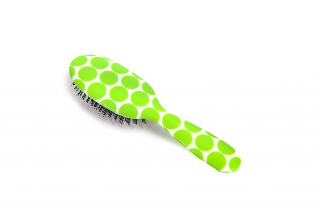 Green Polka Dot Hairbrush